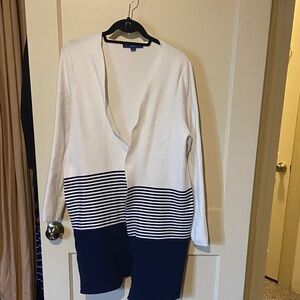 Apt. 9 White and Navy Striped Women's Jacket